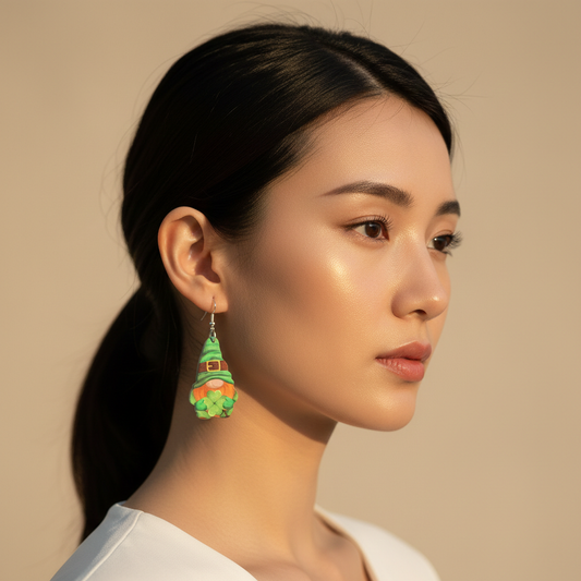 Wooden Alloy Dangle Earrings