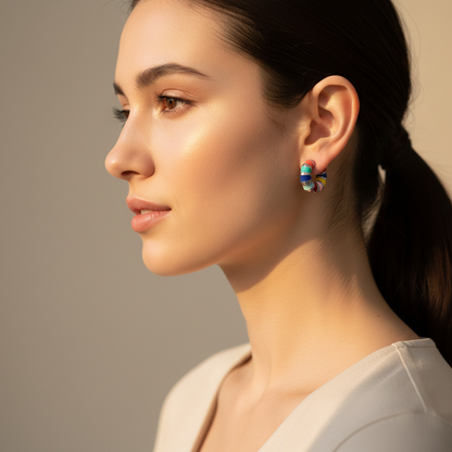 Titanium Steel Enamel Hoop Earrings