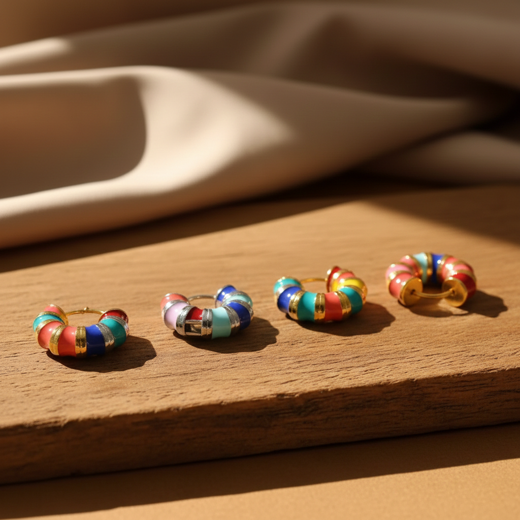 Titanium Steel Enamel Hoop Earrings