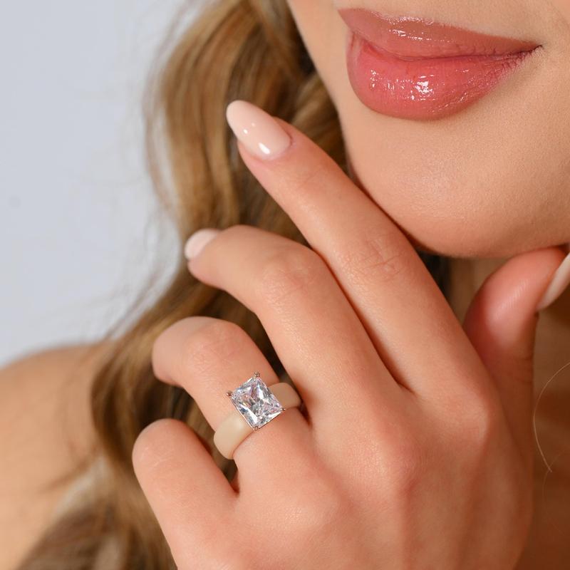 🔥Buy 1 Get 1 Free🔥 Silicone Ring – Emerald Cut CZ | Patent-Pending Design