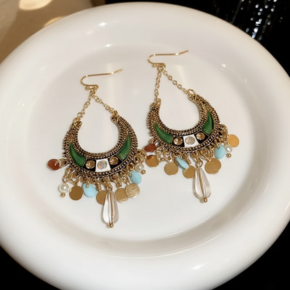 Rhinestone Resin Alloy Dangle Earrings