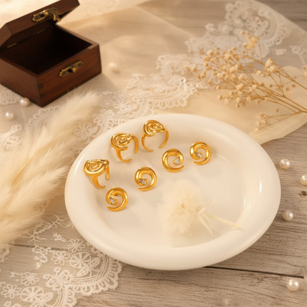 Titanium Steel Spiral Shape Ring